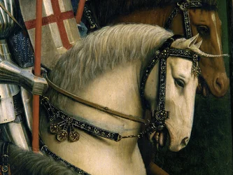 (dettaglio) dei Cavalieri di Cristo, dal Polittico di Gand