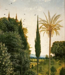 I pellegrini guidati da San Cristoforo, dal lato destro del Polittico di Gand (dettaglio)