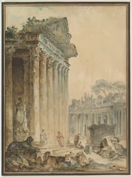 Capriccio con un tempio antico