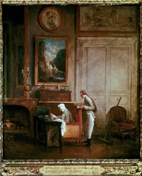 Mme. Geoffrin, letta dalla sua serva durante il pranzo