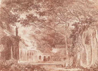 La fontana ovale nei giardini di Villa d
