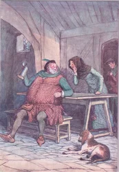 Marry è il breve e il lungo di esso (illustrazione da Le allegre comari di Windsor, 1910)