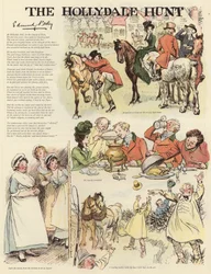 Serie di illustrazioni che raffigurano la caccia di Hollydale