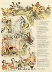 Serie di illustrazioni che raffigurano la caccia di Hollydale