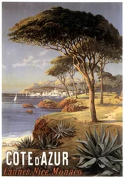 Poster pubblicitario della Costa Azzurra - Cannes, Nizza, Monaco, c. 1900