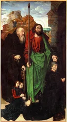 Tommaso Portinari e i suoi due figli, affiancati da Sant