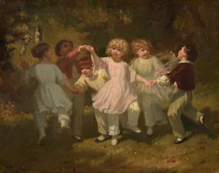 Bambini che giocano in un parco, 1860 circa (olio su tela)