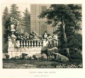 Recinto vicino alla casa, da Fragments on the Theory and Practice of Landscape Gardening, pubblicato nel 1816