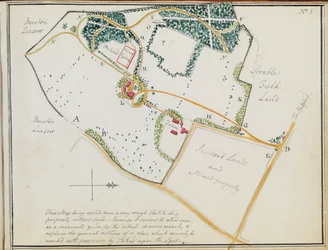Mappa da "Red Books", per "Mogenhanger in Bedfordshire, una sede di Godfrey Thornton Esq.", 1792