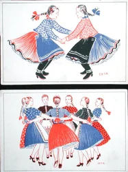 Cartoline raffiguranti danze tradizionali ungheresi, c.1947-48