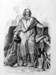 Ritratto inciso di Jacques-Bénigne Bossuet, vescovo di Meaux dopo Hyacinthe Rigaud (Museo del Louvre) - in "Storia di Francia" di Guizot