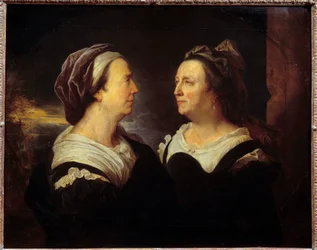 Ritratto della signora Rigaud madre in due atteggiamenti diversi. Doppio ritratto di una donna di profilo (sinistra e destra). Dipinto di Hyacinthe Rigaud (1659-1743) 1695