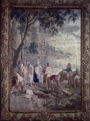Arazzo raffigurante una scena rustica di I.V.Borcht, fiammingo, XVII secolo