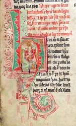 Iniziale istoriate H, da Skarosbok (Il Libro di Skard) c.1350
