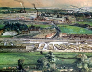 Paesaggio industriale nel campo di carbone di Blanzy, Saone-et-Loire, c.1860