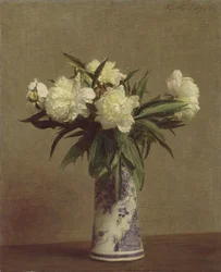 Peonie in un vaso blu e bianco, 1872