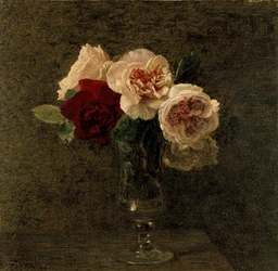 Natura morta di rose rosa e rosse, XIX secolo