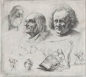 Studio di sei teste e una lattaia, 1816