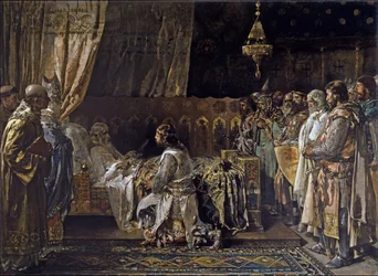 Re Giacomo I il Conquistatore dà la sua spada a suo figlio, Pedro, 1881