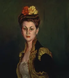 Ritratto di signora con chignon e giacca da torero