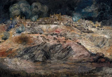 Guerra civile spagnola (1936-1939): Vista di Toledo in fiamme