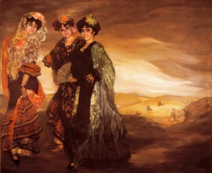 I tre cugini (con i costumi tradizionali spagnoli dei ballerini) c.1903