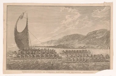 Abitanti delle Hawaii e il loro re portano doni a James Cook
