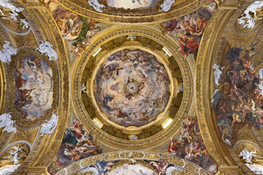 Paradiso che loda Gesù e i pennacchi con Profeti, Evangelisti e Dottori della Chiesa