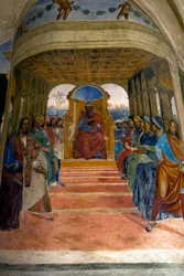 Vita di San Benedetto, scena 2: Benedetto lascia la scuola di Roma