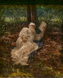 Lev Tolstoj a riposo nella foresta