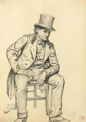 Uomo seduto, braccio appoggiato sulla gamba, c. 1872-1875
