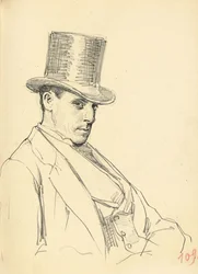 Uomo seduto con cilindro, c. 1872-1875