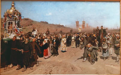 La processione religiosa nella provincia di Kursk (olio su tela)