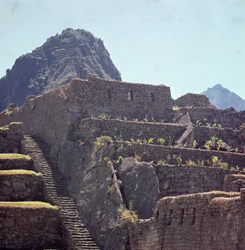 Rovine degli edifici terrazzati della cittadella di Machu Picchu