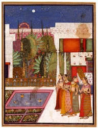 Quattro donne in un giardino di palazzo, metà del XVIII secolo