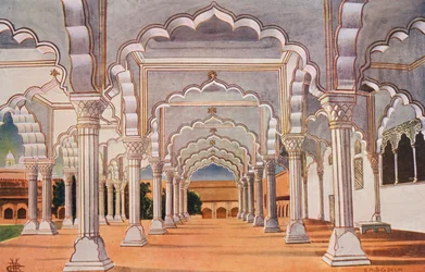 Il Diwan-I-Am e il Trono Interno, nel Forte di Agra (foto a colori)