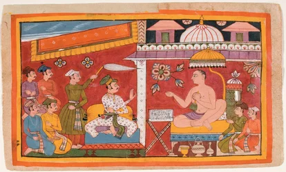 Un insegnante giainista riceve un principe e il suo seguito