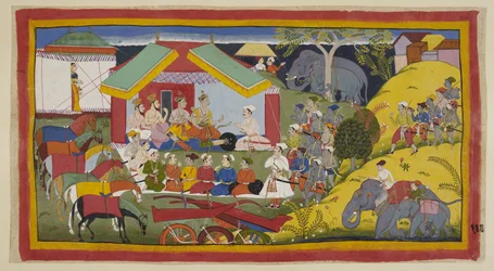 Bharata e i suoi seguaci hanno raggiunto la capitale del Regno di Nishada. Nel loro accampamento sulla riva del Gange, Bharata, suo fratello e i ministri sono seduti in durbar davanti alla loro tenda. Il re Nishada Guha arriva con