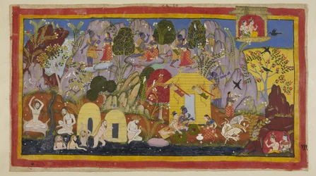 Nel frattempo, tutto è tranquillo con gli esiliati nella loro dimora sul monte Citrakuta. Rama indica a Sita le sue bellezze: le molte varietà di alberi e uccelli incantevoli, le rocce colorate da gemme e minerali, e il fiume Mandakini