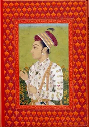 Arte indiana: Principe Shudja secondo figlio di Shah Jahan (1616-1660) governatore del Bengala era Mughal. Dipinto del XVII secolo. Parigi, NL