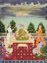 Bahadur Shah con i suoi quattro figli e un nipote