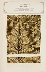 Campione di cotone con stampa chetee (chintz) da Arcot in Madras, da The Collection of the Textile Manufacturers of India, di John Forbes Watson, pubblicato nel 1866