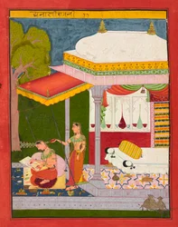 Dhanasri Ragini, foglio da un Ragamala, c.1680
