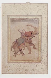 Elefante e mahout (conducente di elefanti), ca. 1595-1600
