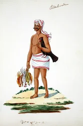Contadino con galline