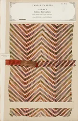 Campione di turbante in cotone fine da Jeypoor in Rajpootana, da The Collection of the Textile Manufacturers of India, di John Forbes Watson, pubblicato nel 1866