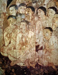 Gruppo di discepoli in lutto per la morte del Buddha, dall