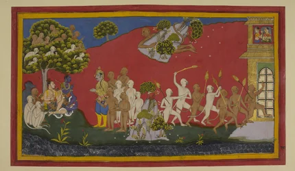 Hanumān guarisce i feriti con le erbe; le scimmie bruciano Laṅkā, dimenticando Indrajit.
