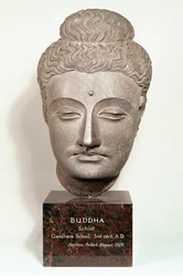 Testa da una statua del Buddha, da Gandhara, nord-ovest dell