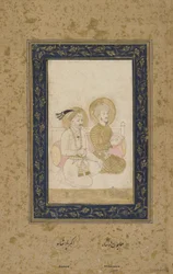 Humayun e Akbar, foglio di album staccato, c.1900